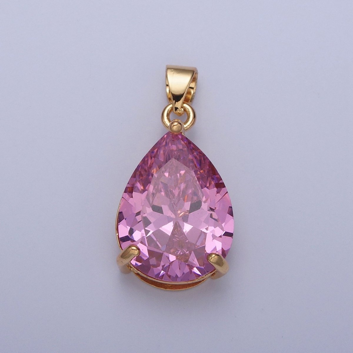 Cubic Zirconia Teardrop Pendant, Large Multicolor CZ For Necklace Making H-293 H-316 H-320 H-346 H-369 H-371 H-373 - DLUXCA