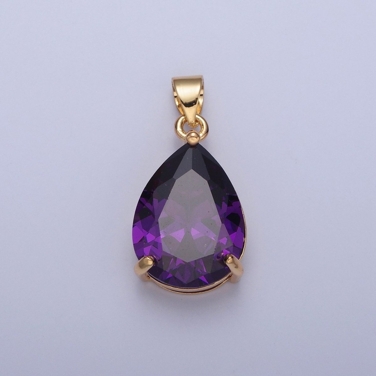 Cubic Zirconia Teardrop Pendant, Large Multicolor CZ For Necklace Making H-293 H-316 H-320 H-346 H-369 H-371 H-373 - DLUXCA
