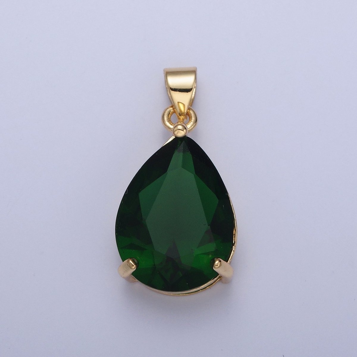 Cubic Zirconia Teardrop Pendant, Large Multicolor CZ For Necklace Making H-293 H-316 H-320 H-346 H-369 H-371 H-373 - DLUXCA