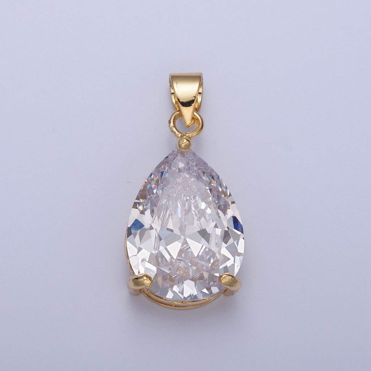 Cubic Zirconia Teardrop Pendant, Large Multicolor CZ For Necklace Making H-293 H-316 H-320 H-346 H-369 H-371 H-373 - DLUXCA