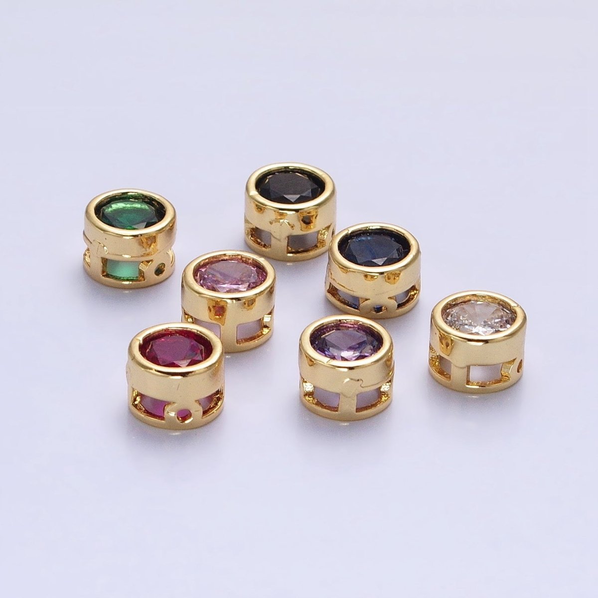 Cubiz Zirconia Round Circle Beads - 7.5mm Small CZ Colorful Geometric Jewelry Gold Beads spacer B-229 B-230 B-236 B-238 B-240 B-245 B-248 - DLUXCA