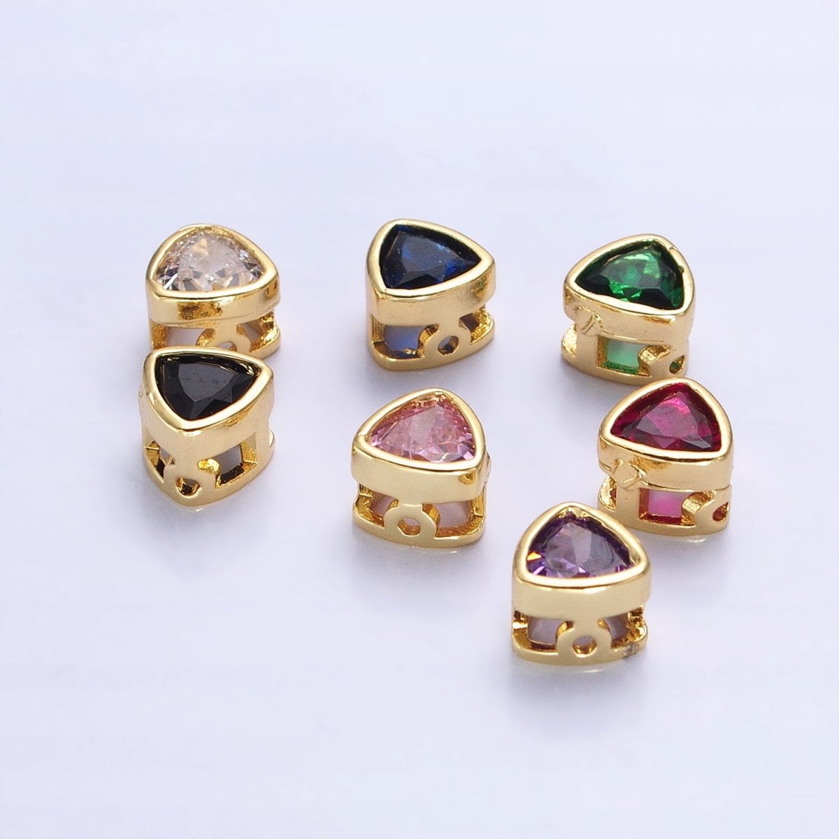 Cubiz Zirconia Triangle Beads - 7mm Small CZ Colorful Geometric Jewelry Gold Beads spacer B-193 B-194 B-197 B-198 B-204 B-211 B-216 - DLUXCA