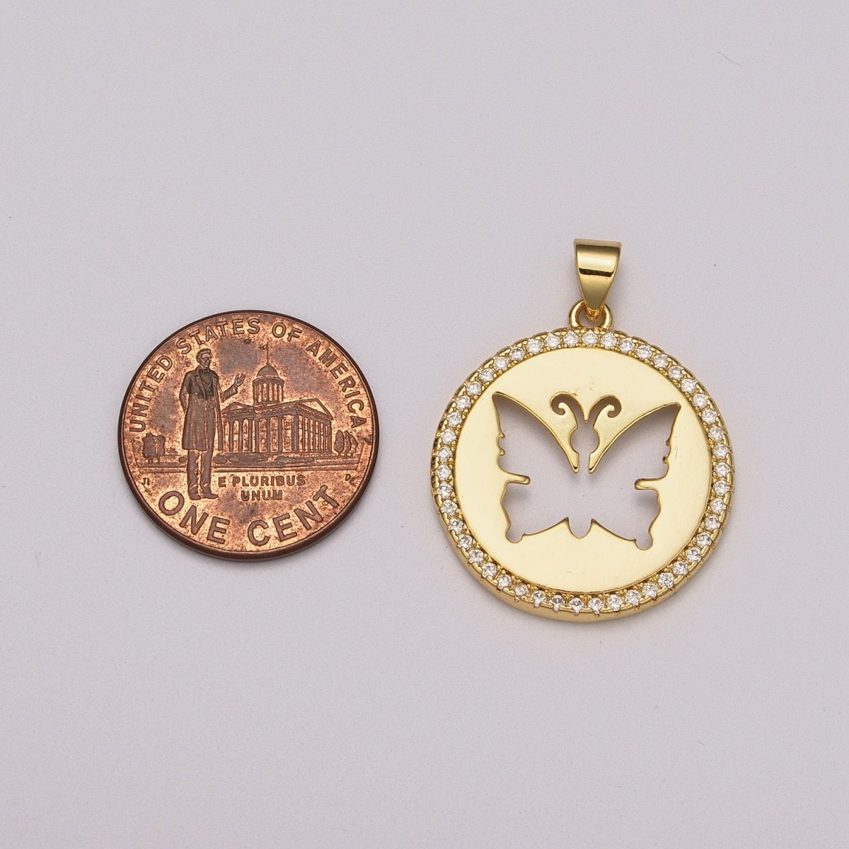Cut Out Monarch Necklace Pendant Gold Butterfly Charm Micro Pave Zircon Pendant Mariposa Animal Inspired For Statement Jewelry N-1402 - DLUXCA