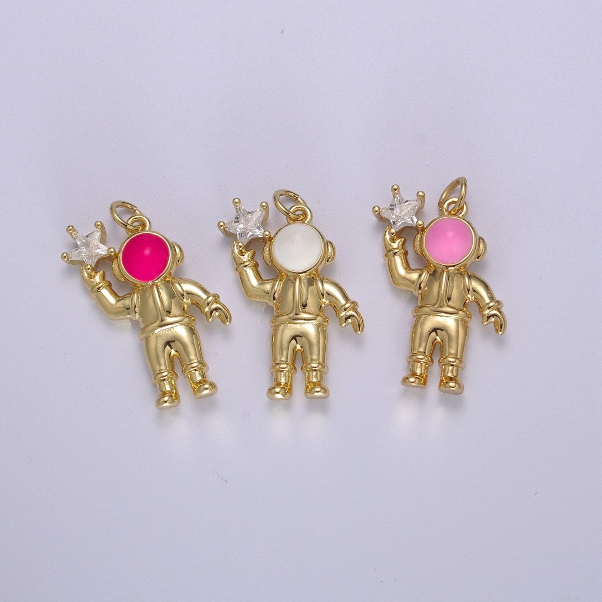 Cute Dainty Astronaut Charm, Enamel Robot Pendant Star Kids Monster Charm for Necklace Earring Bracelet Component Halloween Charm M-828-M-830 - DLUXCA