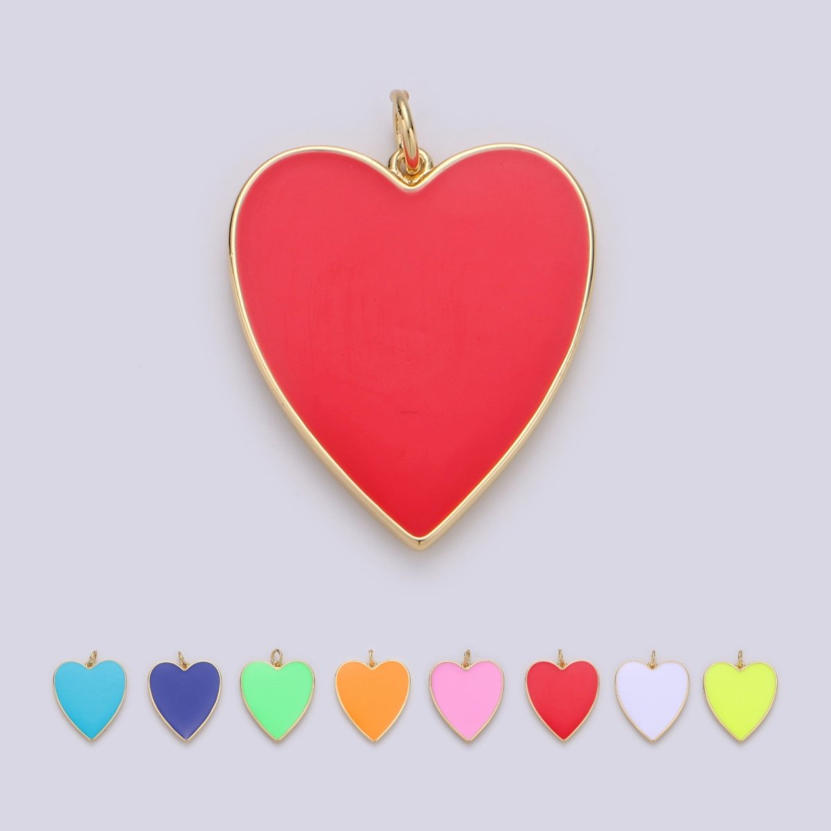 Cute Enamel Colorful Heart Gold Filled Charm - D-658 TO D-664 E-161 - DLUXCA