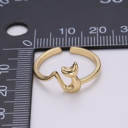 Cute Fox Ring, Adjustable Gold Fox Ring, Quirky and Classic Animal Open Ring for Pinky Ring Stack ring jewelry making supply, R-337 - DLUXCA