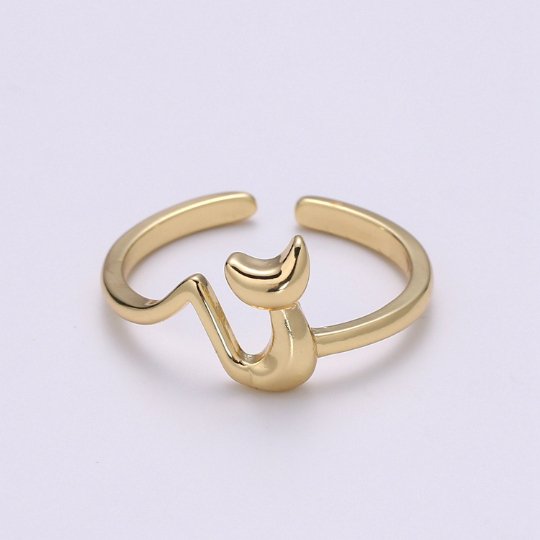 Cute Fox Ring, Adjustable Gold Fox Ring, Quirky and Classic Animal Open Ring for Pinky Ring Stack ring jewelry making supply, R-337 - DLUXCA