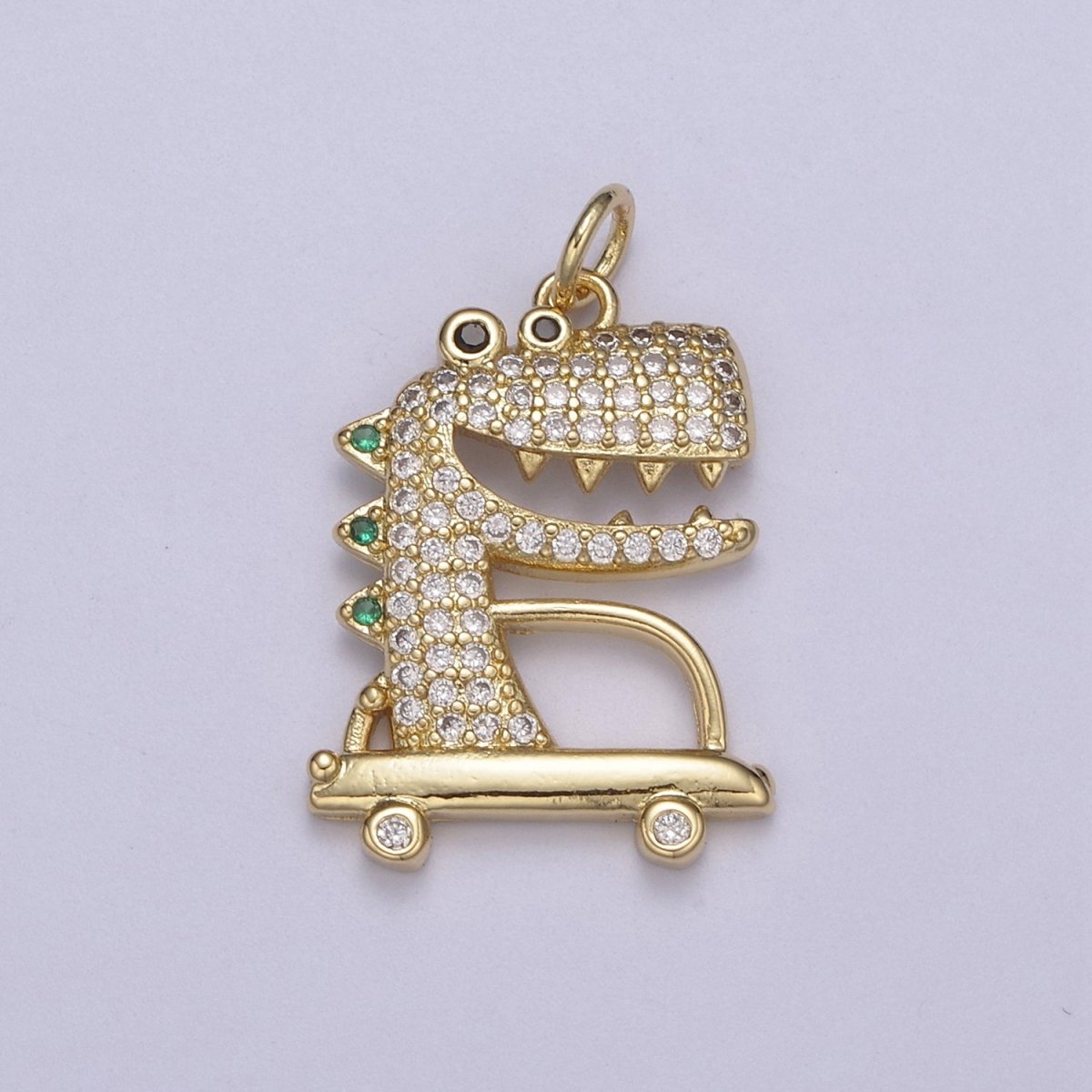 Cute Gold Crocodile Charms Micro Pave Crocodile Charms, Animal Alligator Pendants Bracelet Charms N-437 - DLUXCA