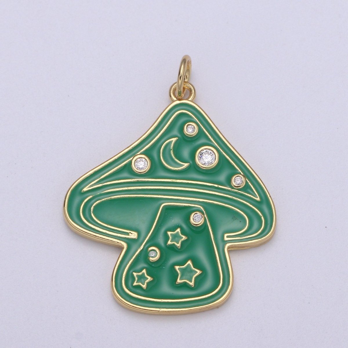Cute Gold Filled Mushroom Enamel Charm Light Blue, Green, Orange, Pink, Tosca, Yellow E-263-E-268 - DLUXCA