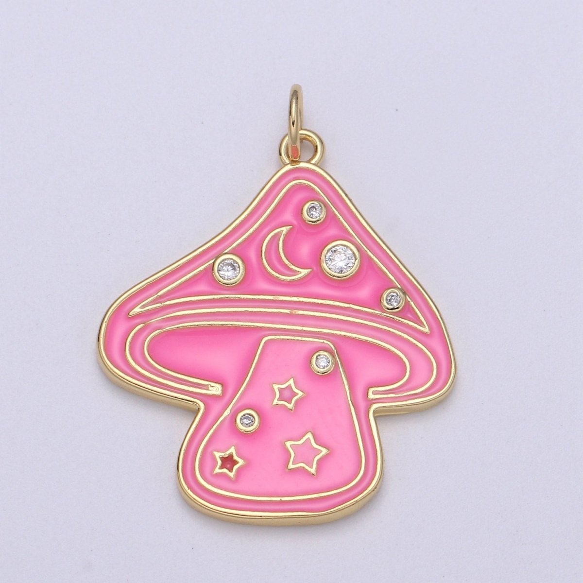 Cute Gold Filled Mushroom Enamel Charm Light Blue, Green, Orange, Pink, Tosca, Yellow E-263-E-268 - DLUXCA
