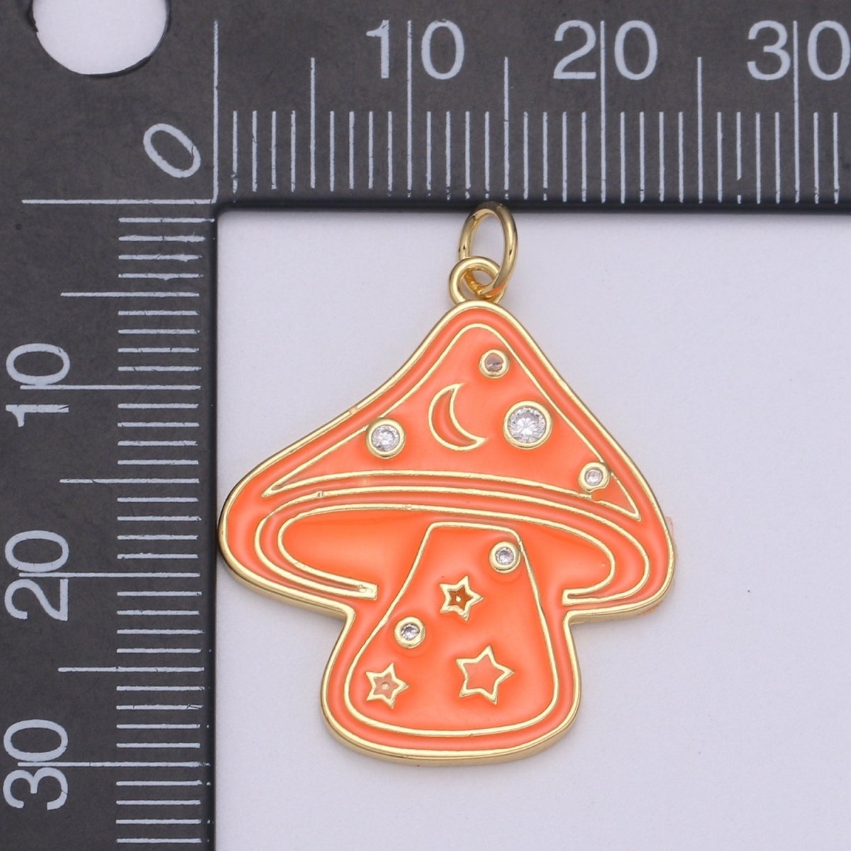 Cute Gold Filled Mushroom Enamel Charm Light Blue, Green, Orange, Pink, Tosca, Yellow E-263-E-268 - DLUXCA