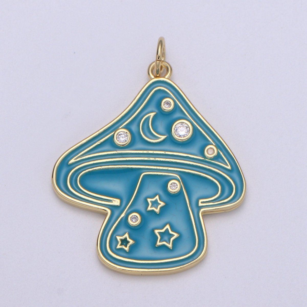 Cute Gold Filled Mushroom Enamel Charm Light Blue, Green, Orange, Pink, Tosca, Yellow E-263-E-268 - DLUXCA
