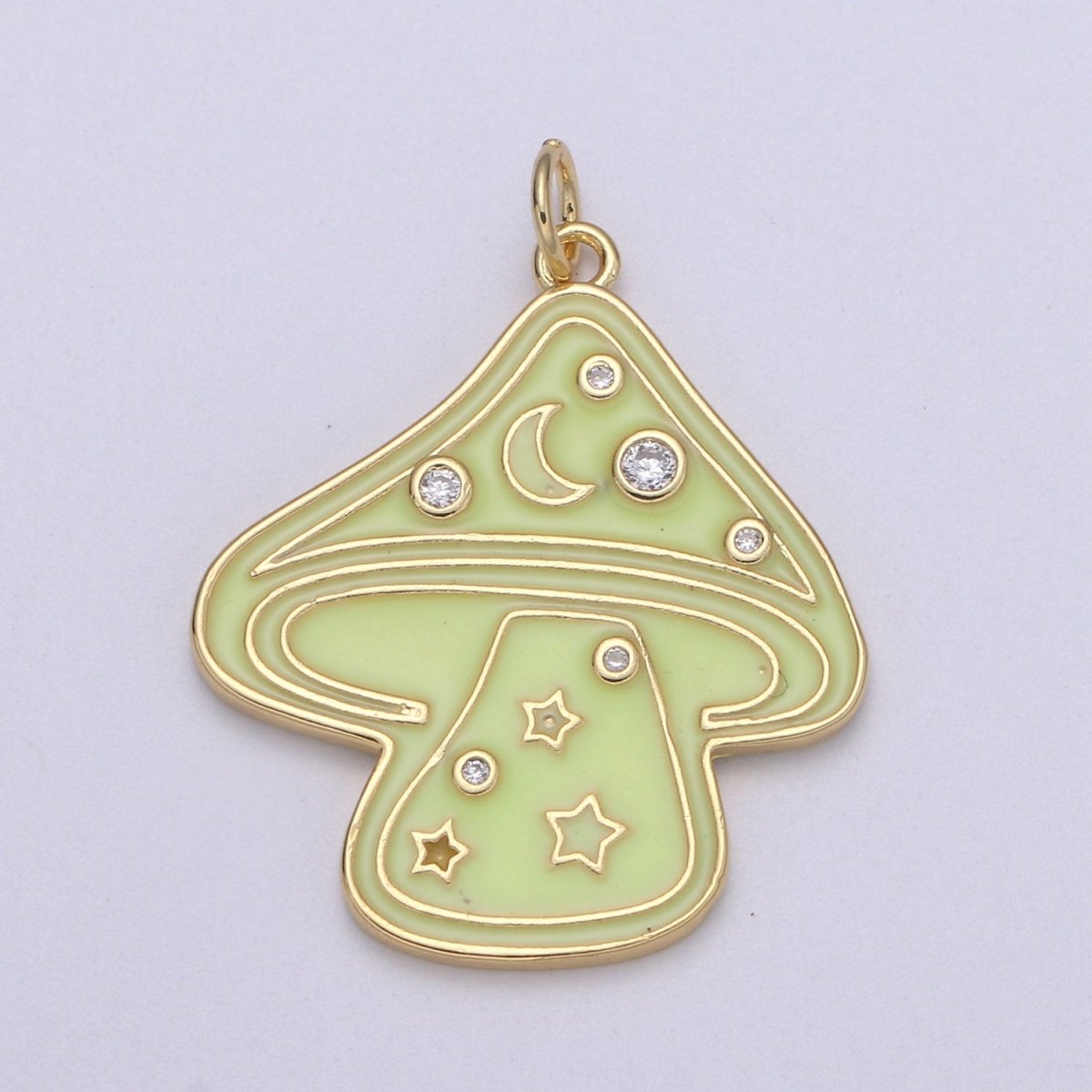 Cute Gold Filled Mushroom Enamel Charm Light Blue, Green, Orange, Pink, Tosca, Yellow E-263-E-268 - DLUXCA