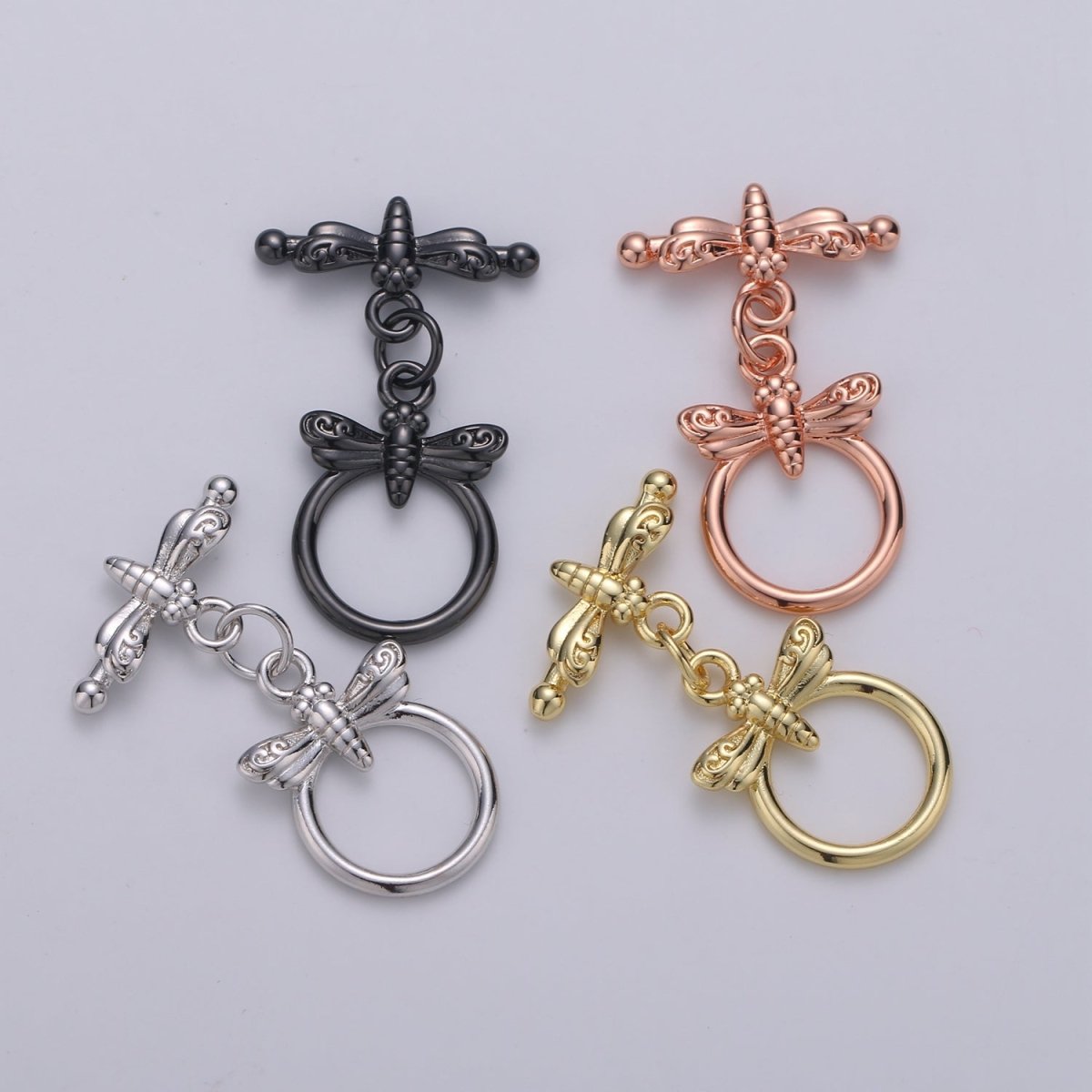 Cute Gold Toggle Clasp, Rose Gold , Black, Silver Bee Toggle Clasps Fancy Design OT Clasp WHOLESALE Supply for Bracelet Necklace Component L-114~L-117 - DLUXCA