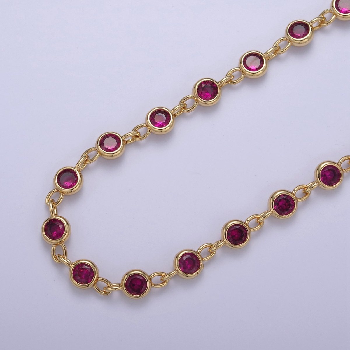 CZ Beaded Chain 6mm Round Bezel Cut Cubic Zirconia Beads Gold Filled Unsoldered Bezel Connector Beads Findings | ROLL-739 740 741 742 Clearance Pricing - DLUXCA