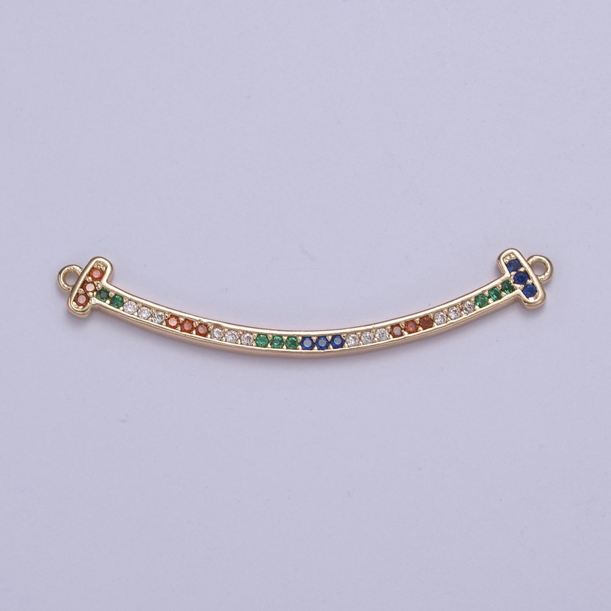 CZ Curved Pendant Bent Bar Connector 16k Gold Filled Multi Color CZ Curved Link Bar Connector N-115 - DLUXCA