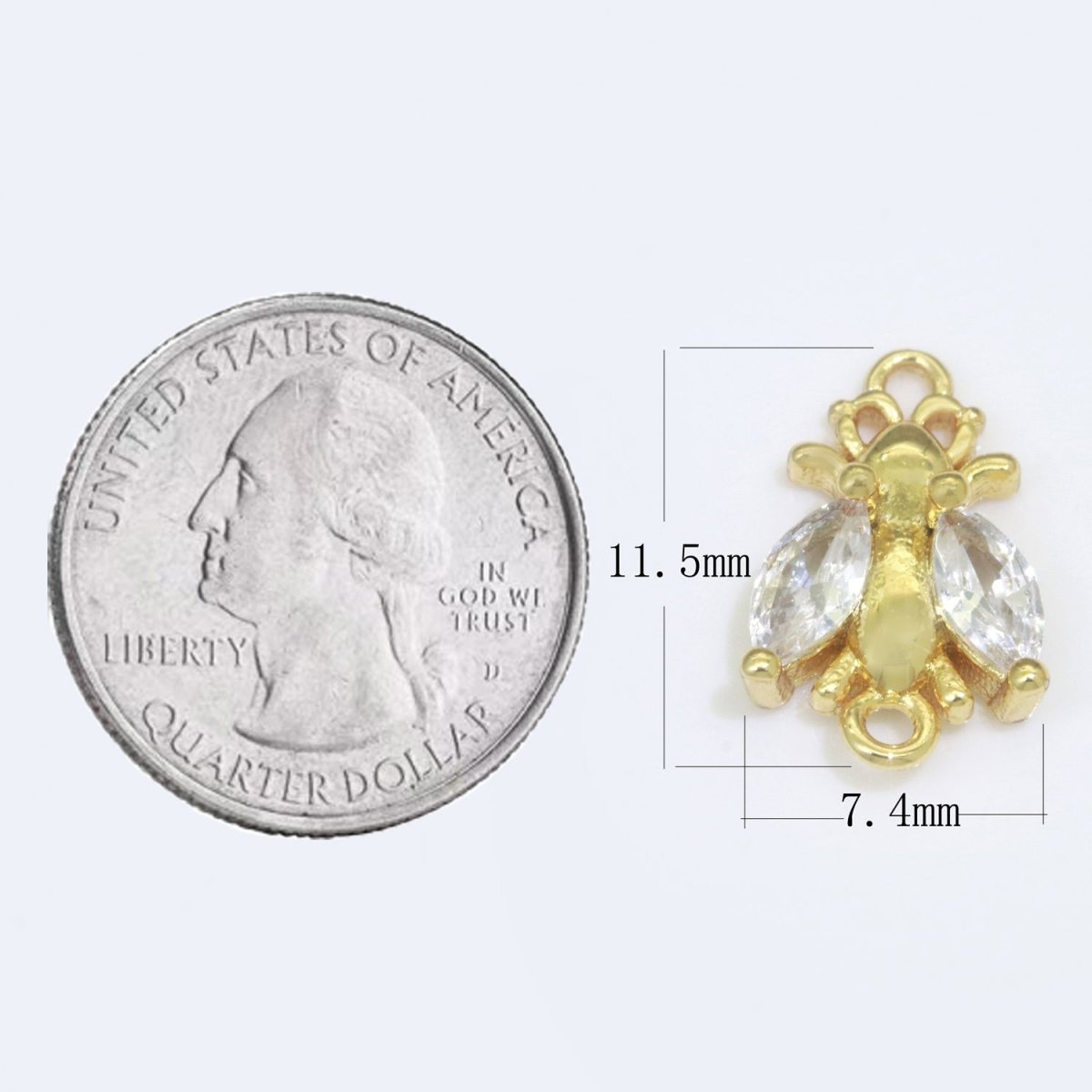 CZ Fly Pendant, Gold Plated Housefly Charm Connector DIY Insect Jewelry Making Supplies F-909 F-910 - DLUXCA