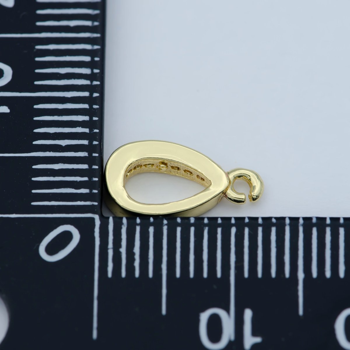 CZ Gold Bails, 12×6.5mm, Micro Pave Cubic Zirconia Bail for Charm Pendant Holders add on Supply Findings M-360 - DLUXCA