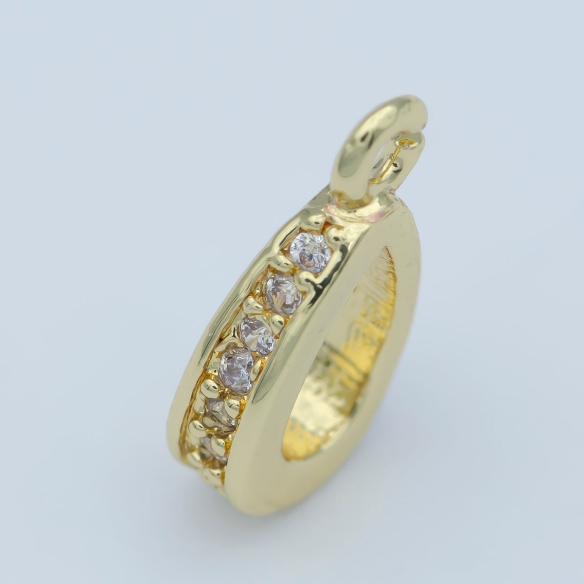 CZ Gold Bails, 12×6.5mm, Micro Pave Cubic Zirconia Bail for Charm Pendant Holders add on Supply Findings M-360 - DLUXCA