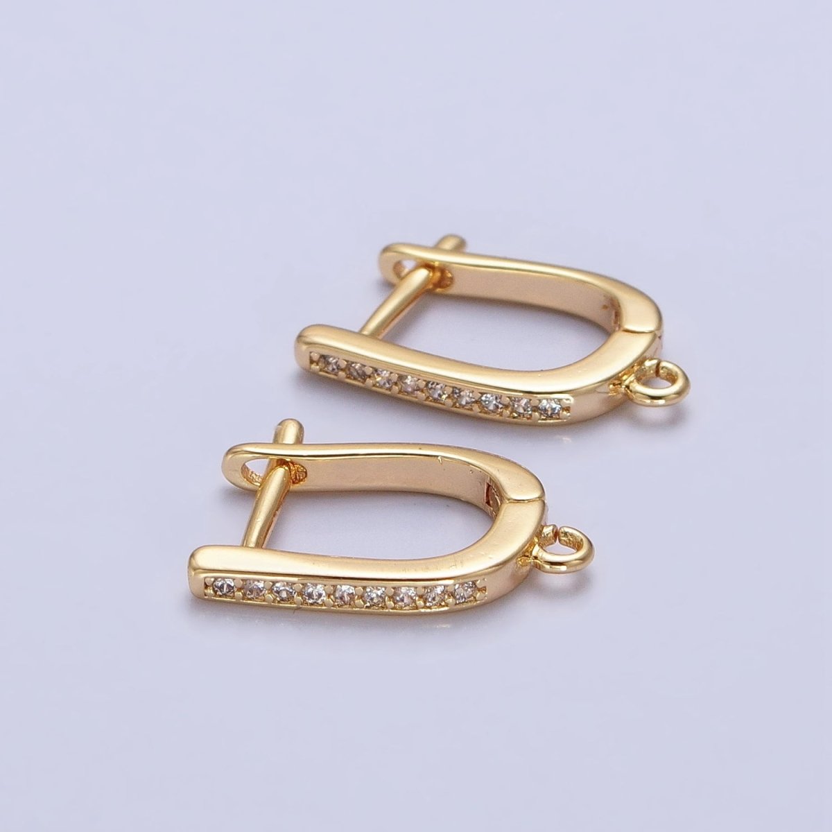 CZ Gold Huggie Earring one touch w/ open link Gold / Silver Earring Lever back earring making Supply Z-160 Z-159 - DLUXCA