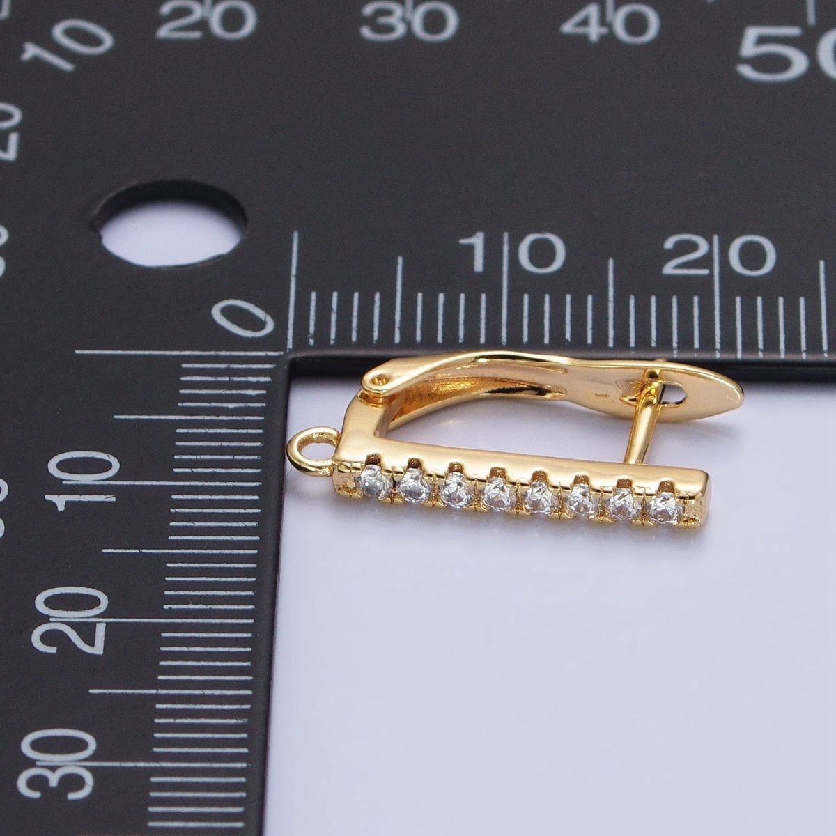 CZ Gold Huggie Earring one touch w/ open link Gold / Silver Earring Lever back earring making Supply Z-163 Z-164 - DLUXCA