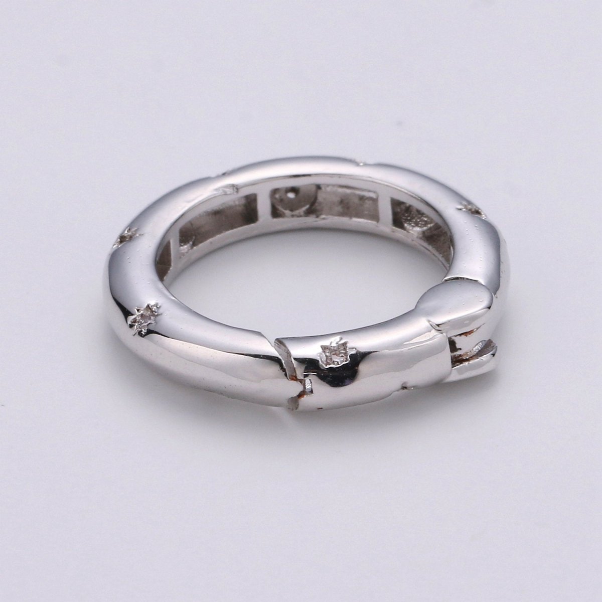 Cz Gold Spring Gate Ring, Push Gate ring, 20mm Round Ring Charm Holder Rose Gold Black Gun Metal Silver Clasp for Connector Charm Holder K-851 - DLUXCA