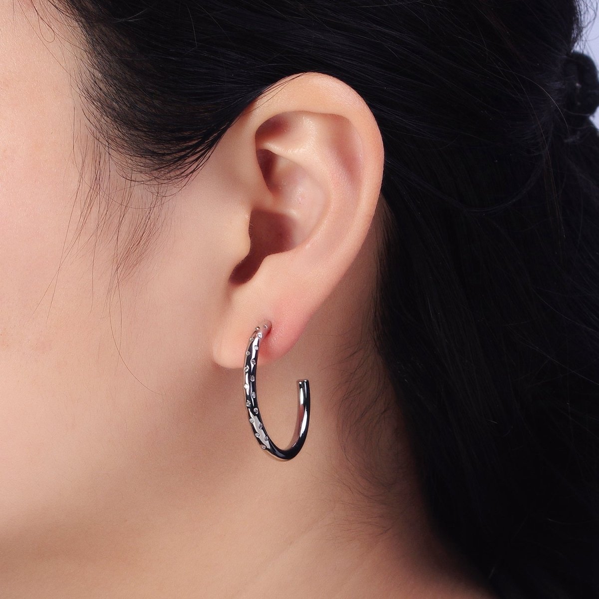 CZ Gold Tube Hoop Earring Silver Micro Pave Stone Earring Minimalist Jewelry AB741 AB749 - DLUXCA