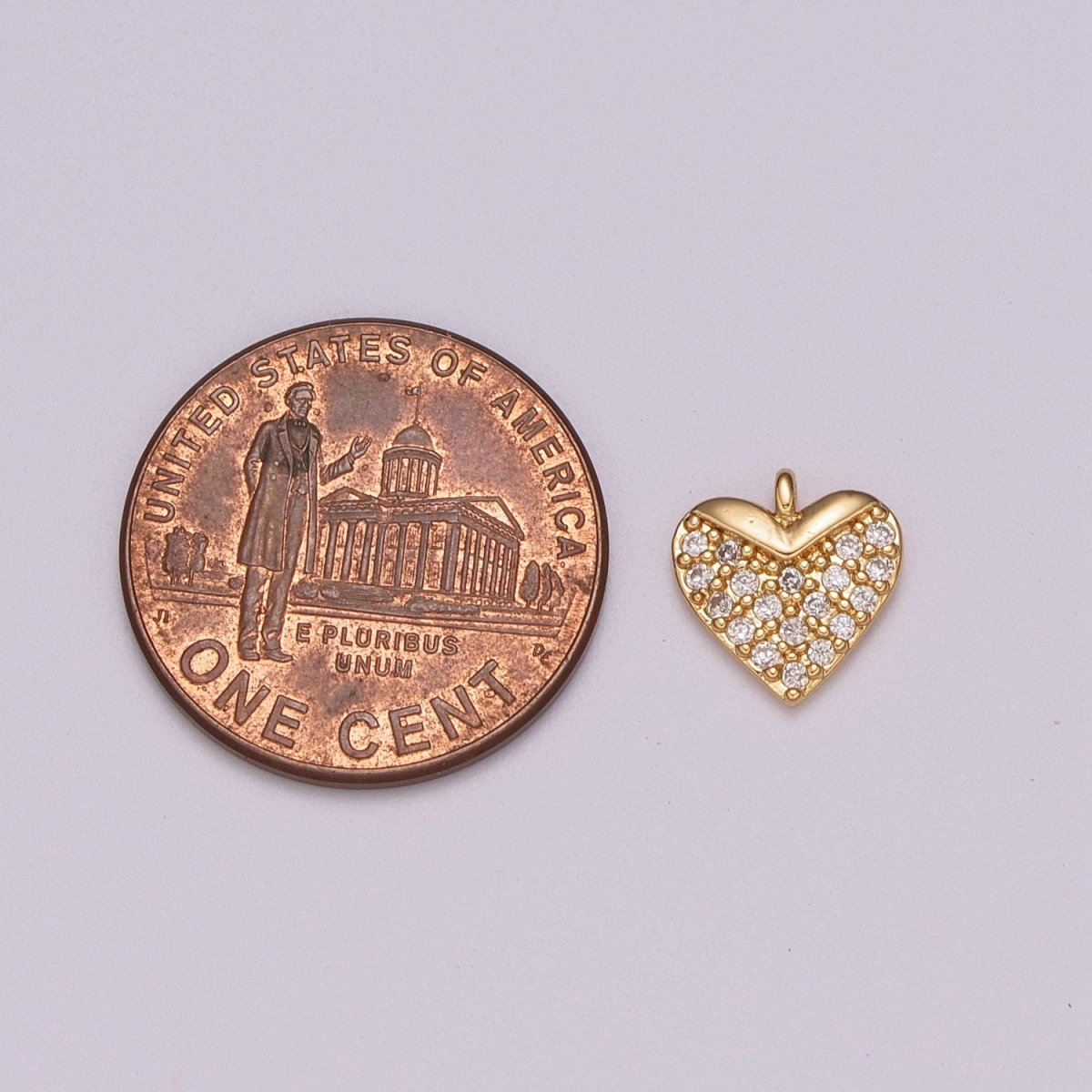 CZ Heart Micro Pave Charm 18k Gold Filled Love Cubic Zirconia Pave Small Heart Pendant M-831 - DLUXCA