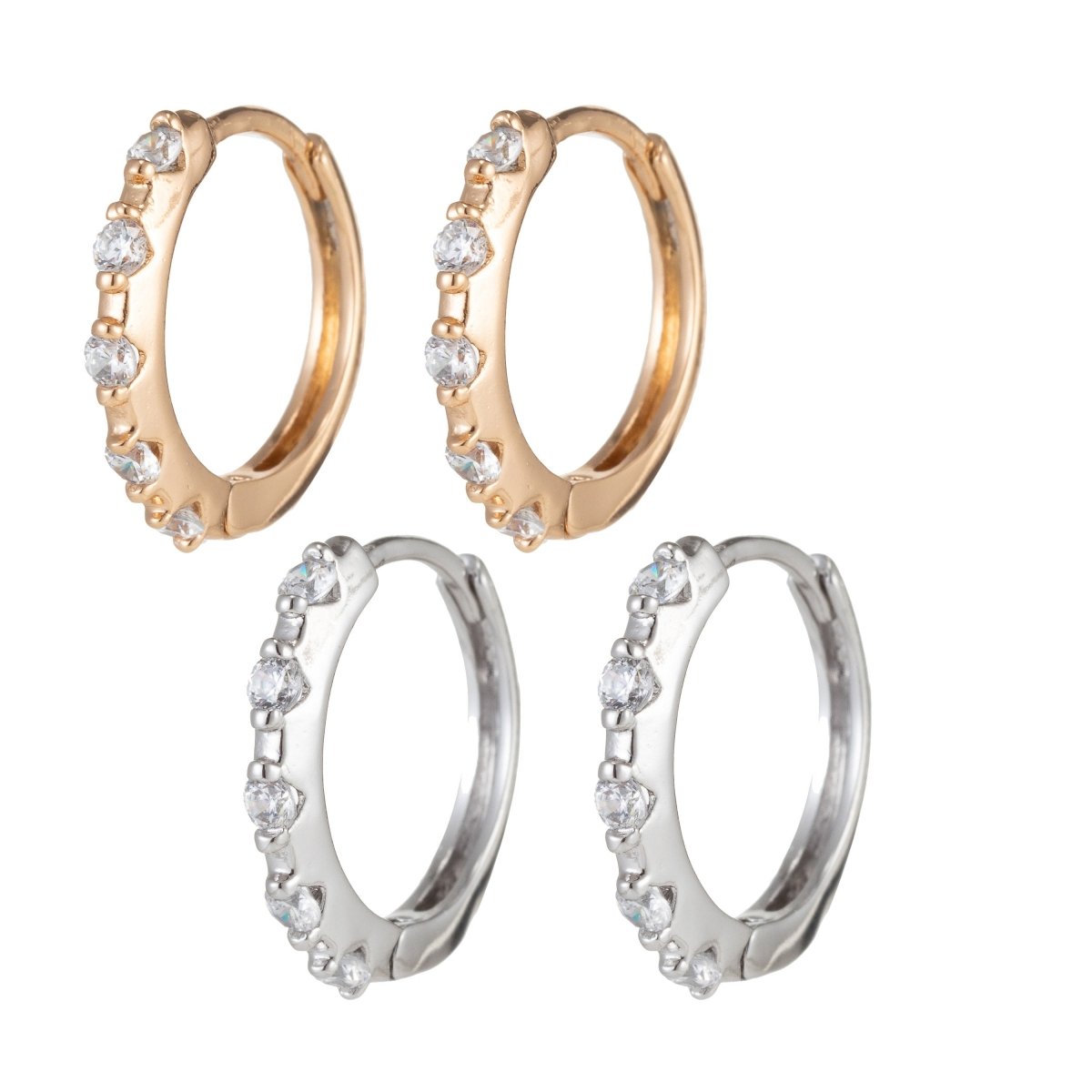 Cz Hoop earrings, Minimalist hoop earring, Micro Pave earrings, Dainty hoops gold, Tiny hoops, Cubic earrings, Small hoops Huge Q-059 Q-064 - DLUXCA