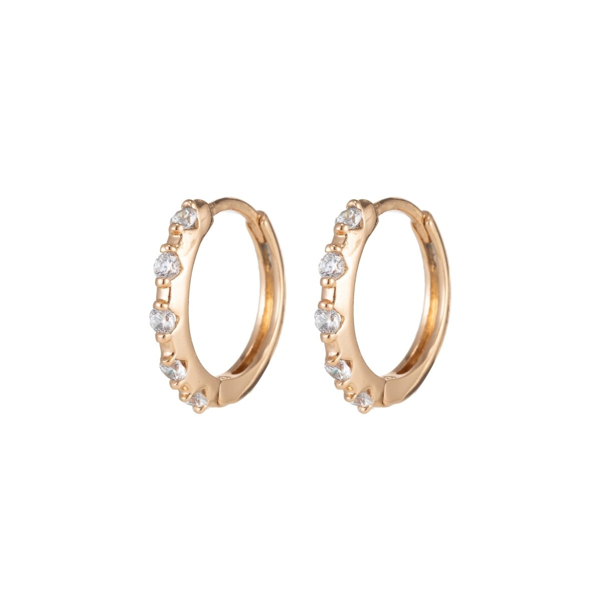 Cz Hoop earrings, Minimalist hoop earring, Micro Pave earrings, Dainty hoops gold, Tiny hoops, Cubic earrings, Small hoops Huge Q-059 Q-064 - DLUXCA