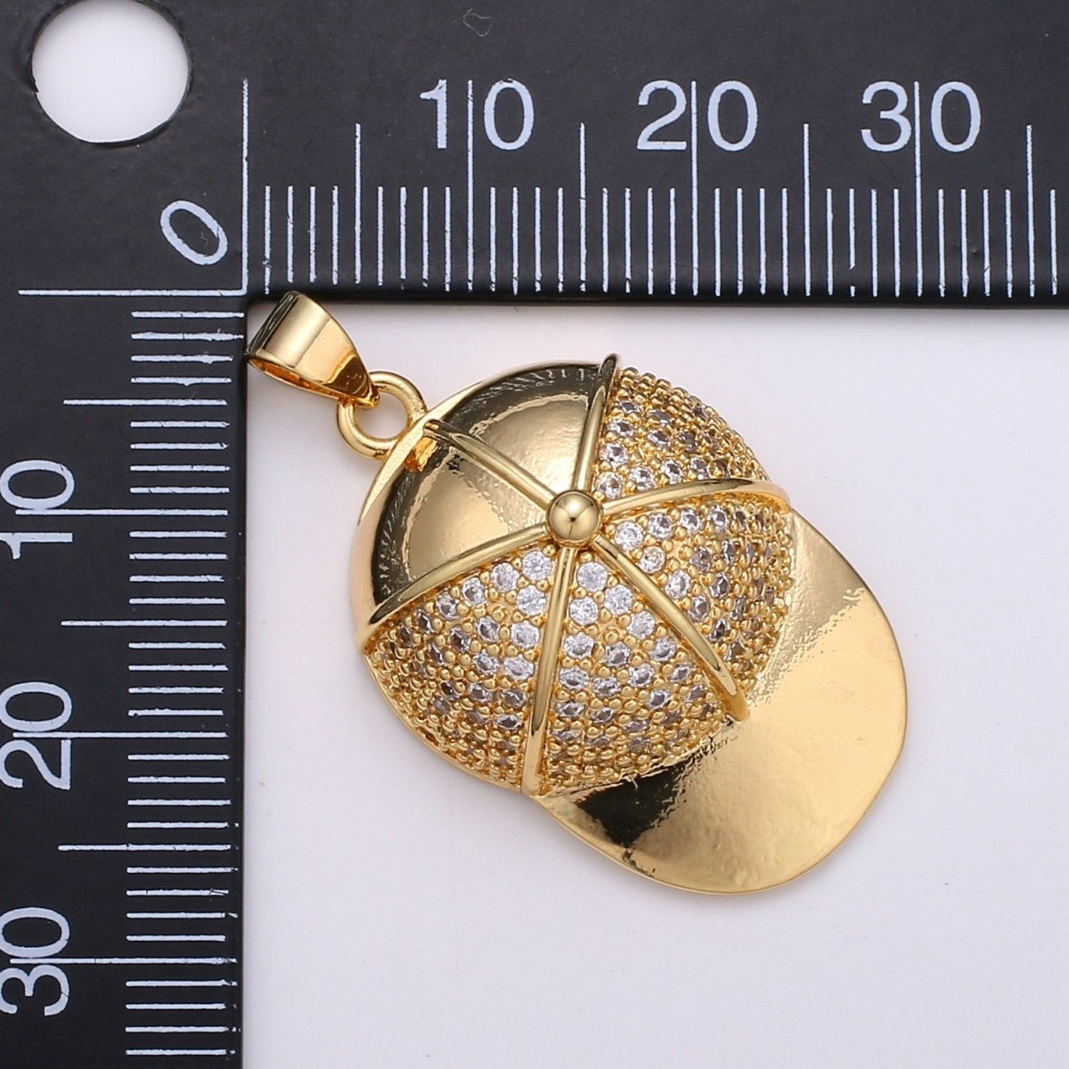 CZ Micro Pave Baseball Cap Shape Pendant Necklace Charm,Cubic Zirconia Gold Filled Charm, Hip Hop Men Necklace Charm Pendant J-139 - DLUXCA