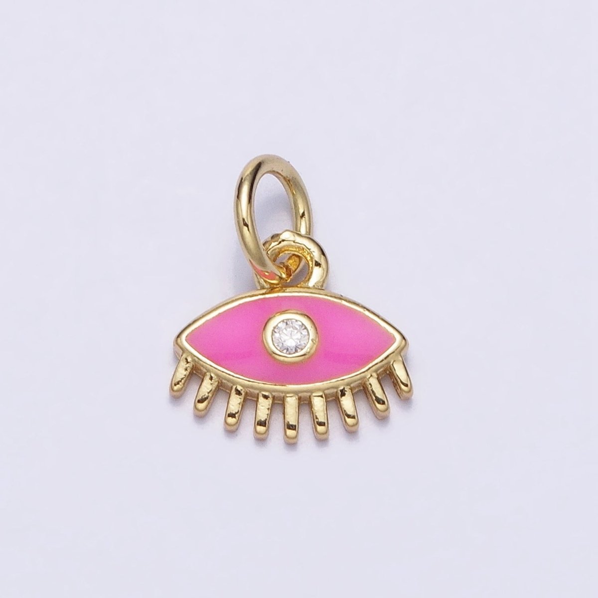CZ Micro Pave Enamel Evil Eye Charm 24k Gold Filled Pendant for Jewelry Making AC560 AC561 AC562 AC565 - DLUXCA
