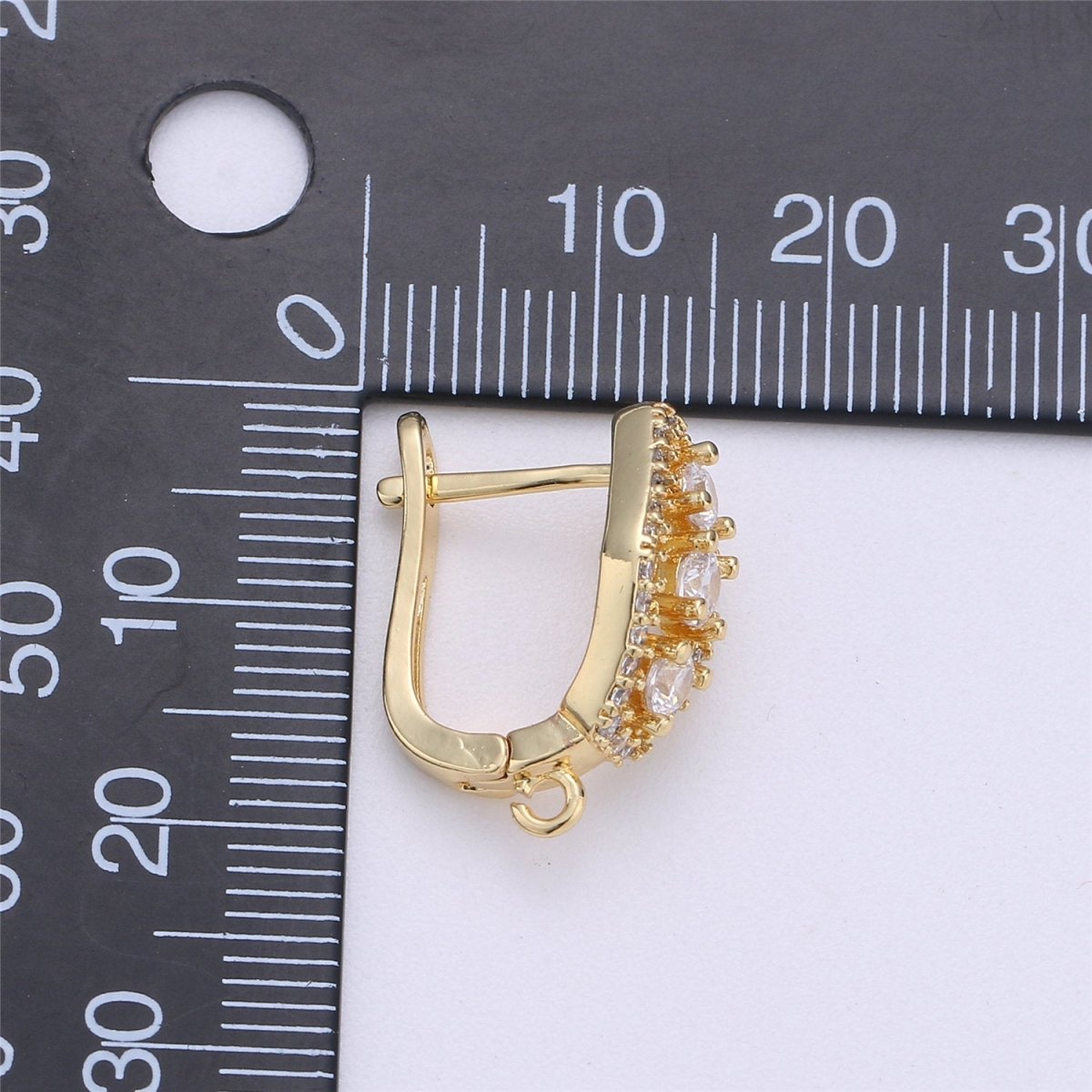 CZ Micro Pave Gold, Silver Latch Back Earring, Leverback ear wires open Link earrings 14k gold filled earring lead free nickel free K-316 - DLUXCA