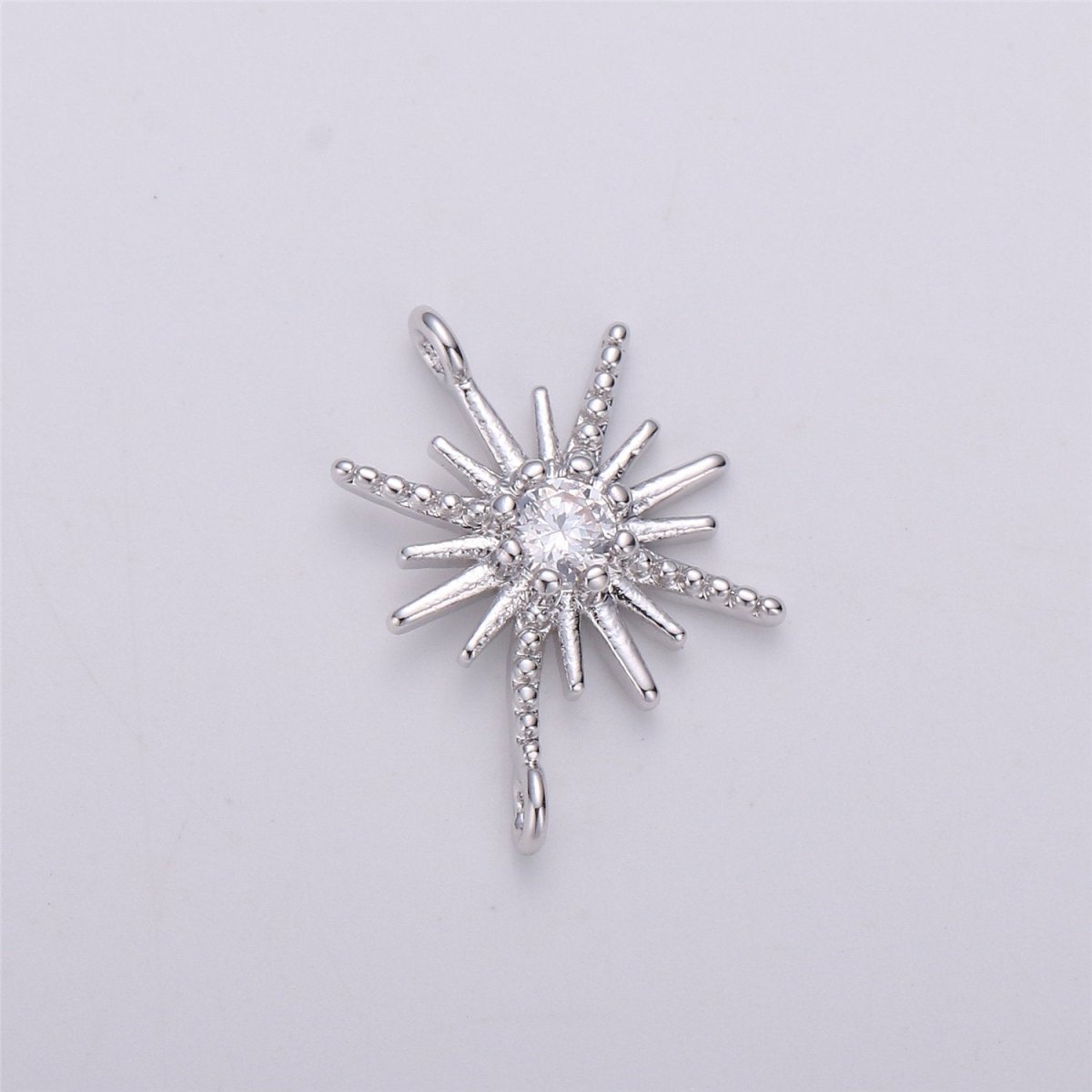 CZ Micro Pave Star Pendant Cubic Zirconia Gold Filled Starburst Bracelet Necklace Connector Charm F-290 - DLUXCA