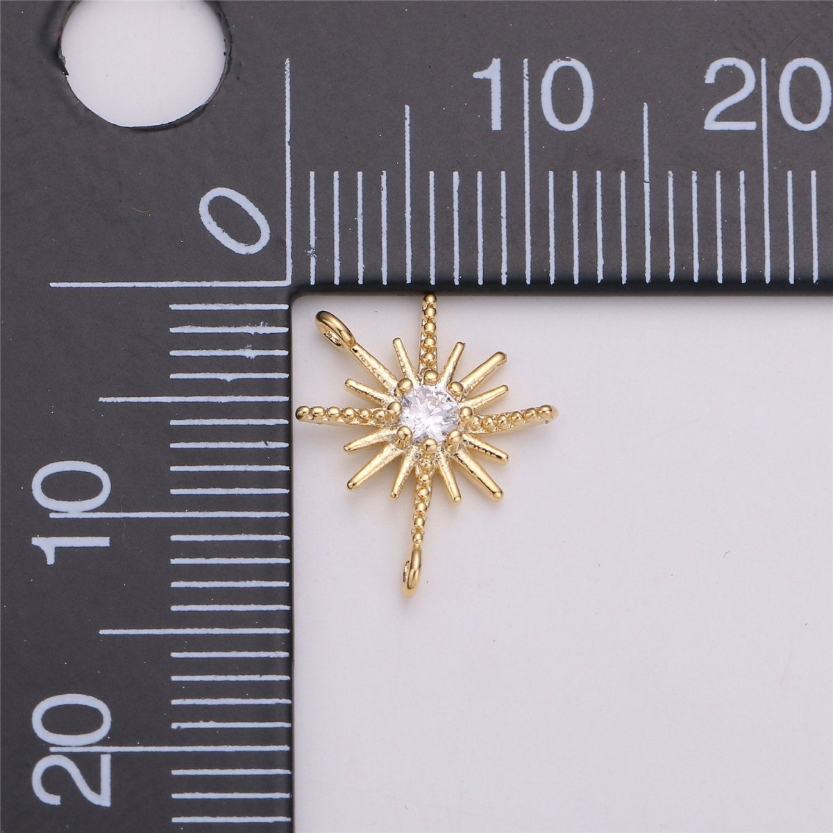 CZ Micro Pave Star Pendant Cubic Zirconia Gold Filled Starburst Bracelet Necklace Connector Charm F-290 - DLUXCA