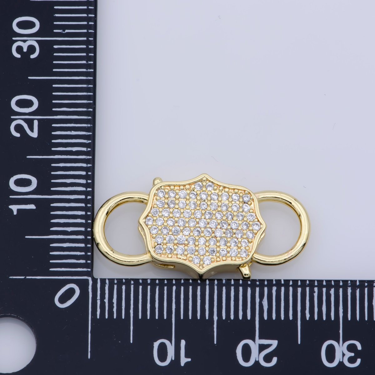 CZ Mirco Pave Clasp 26x15mm Bracelet Necklace Clasp Link Connector, Cubic Interlocking Clasp in Silver, Black, Rose Gold Filled Findings F-329 - DLUXCA