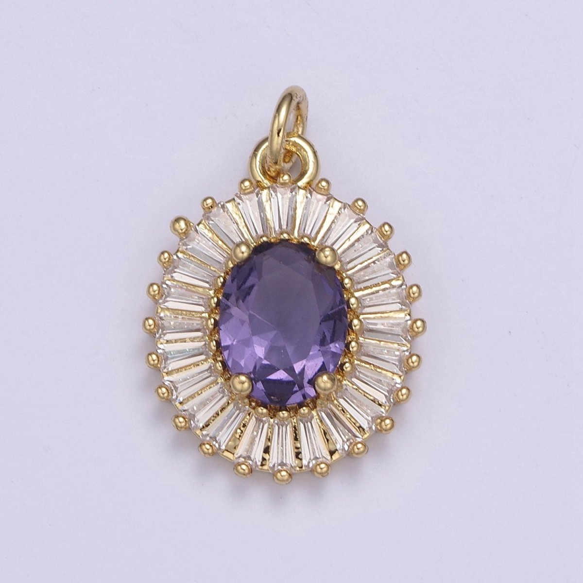 CZ Oval Charm Necklace 14k Gold Filled Dainty Oval CZ Baguette Halo Pendant, CZ Diamond Charm Necklace for Women, Cubic Zirconia Jewelry, Gifts for Her N-647 - N-652 - DLUXCA