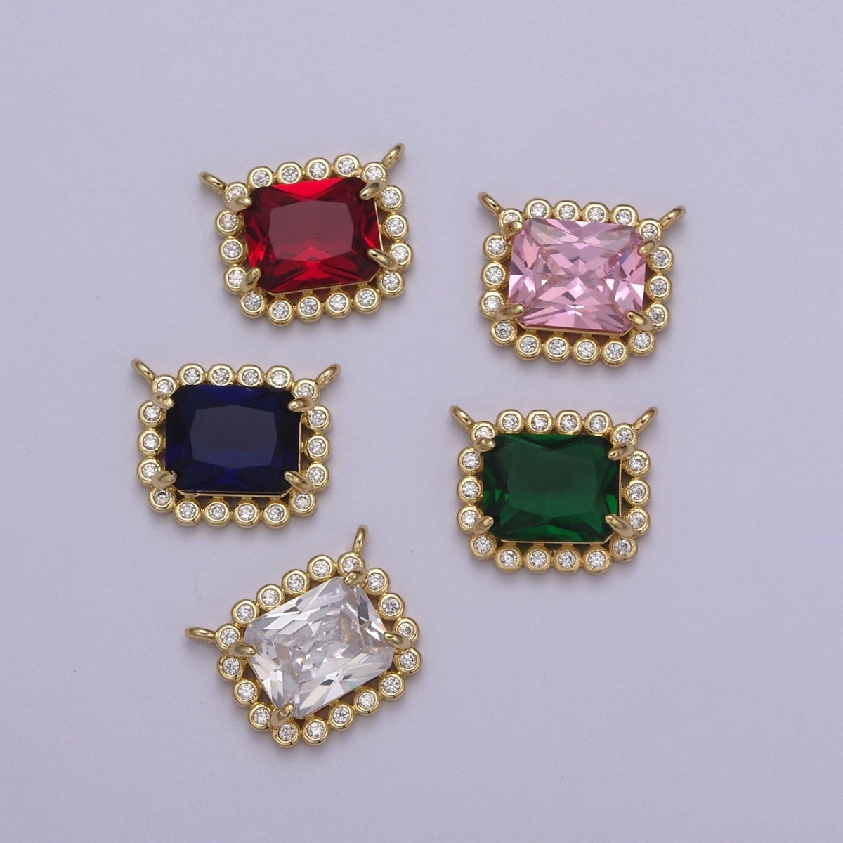 CZ Square Link Connector 14k Gold Filled CZ Link Connectors, Jewelry Making Supplies, Cubic Zirconia Geometric Jewelry F-749 F-753 F-754 F-757 F-758 - DLUXCA