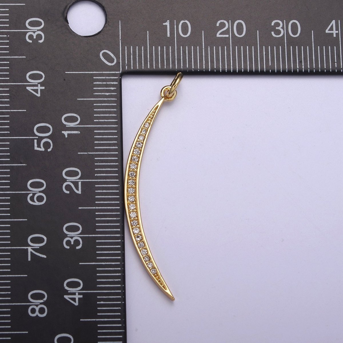 CZ Thin Slender Moon Pendant Charm - 14K Gold Filled Moon Silver Half moon Waning Moon Crescent Moon N-326 N-327 - DLUXCA