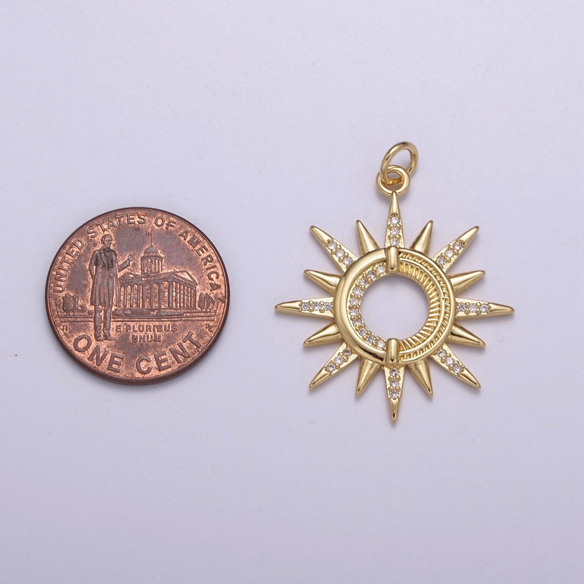 Dainty 14K Gold Filled Ancient Sun pendant charms, celestial sunburst charm dangle pendant Necklace Earrings C-198 - DLUXCA