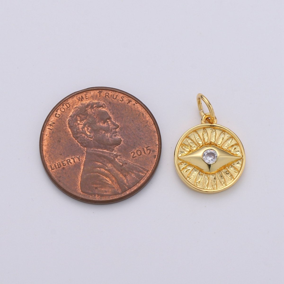 Dainty 14k Gold Filled Charm Coin Evil Eye Pendant Charm for Bracelet Necklace Earring Component for Jewelry Making D-279 D-280 - DLUXCA