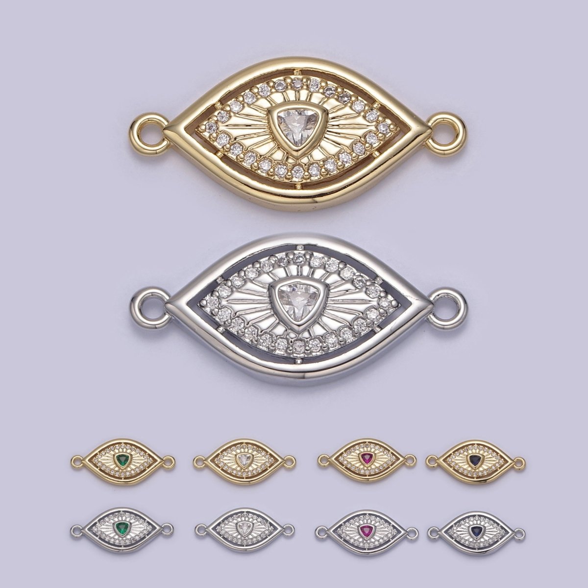 Dainty 14k Gold Filled Evil eye Charm Connector for Bracelet Necklace Component Link Connector Finding Supply N-137 - N-144 - DLUXCA