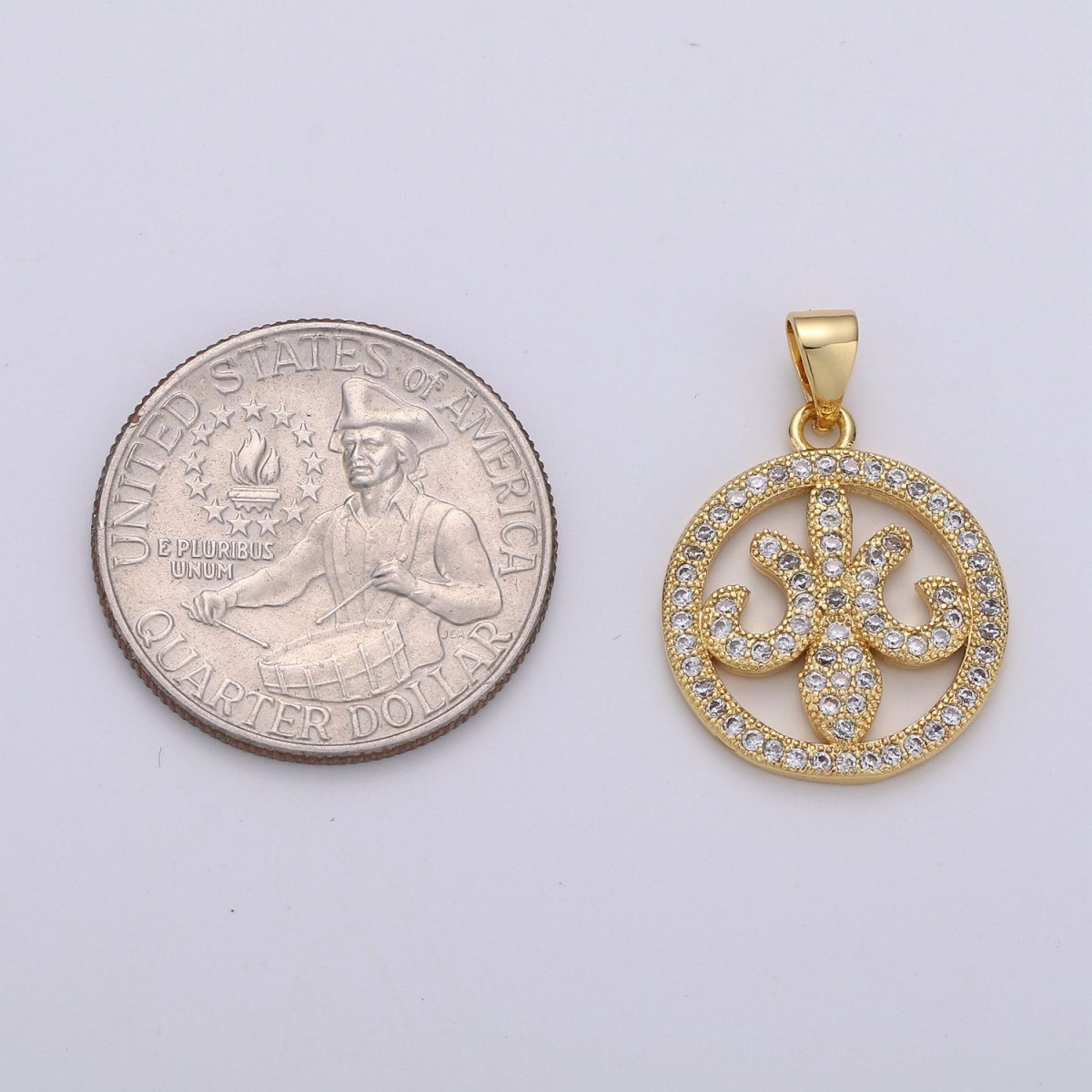 Dainty 14k Gold Filled Flower CZ Micro Pave Charm Coin Pendant for Necklace Bracelet Earring Making I-729 - DLUXCA