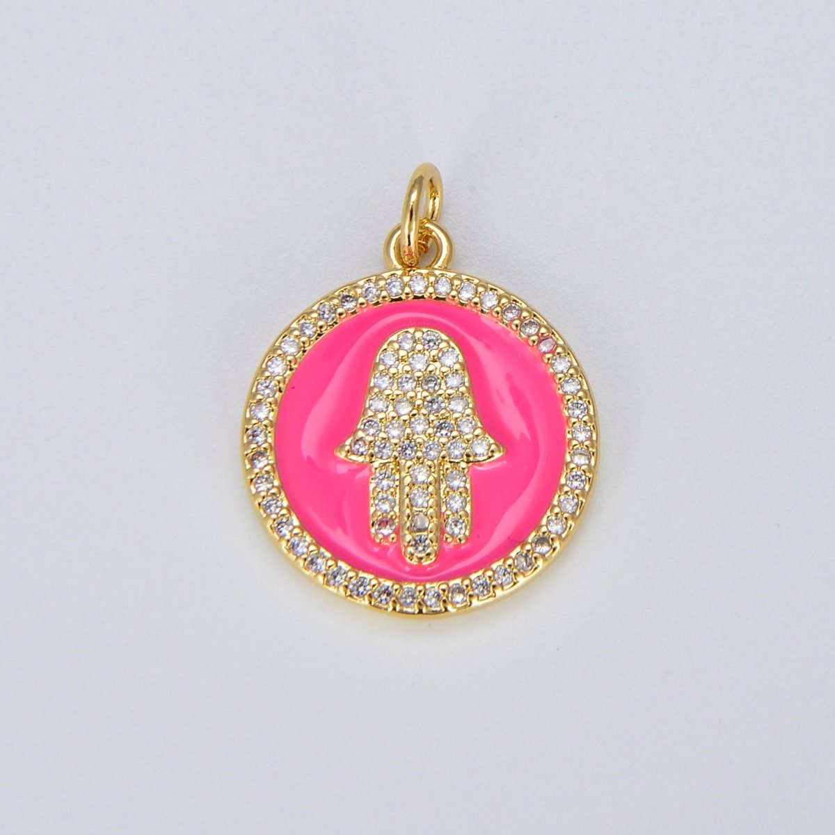 Dainty 14K Gold Filled Hamsa Hand Charm Coin Disc Hand of Fatima Pendant E-305 - E-311 - DLUXCA