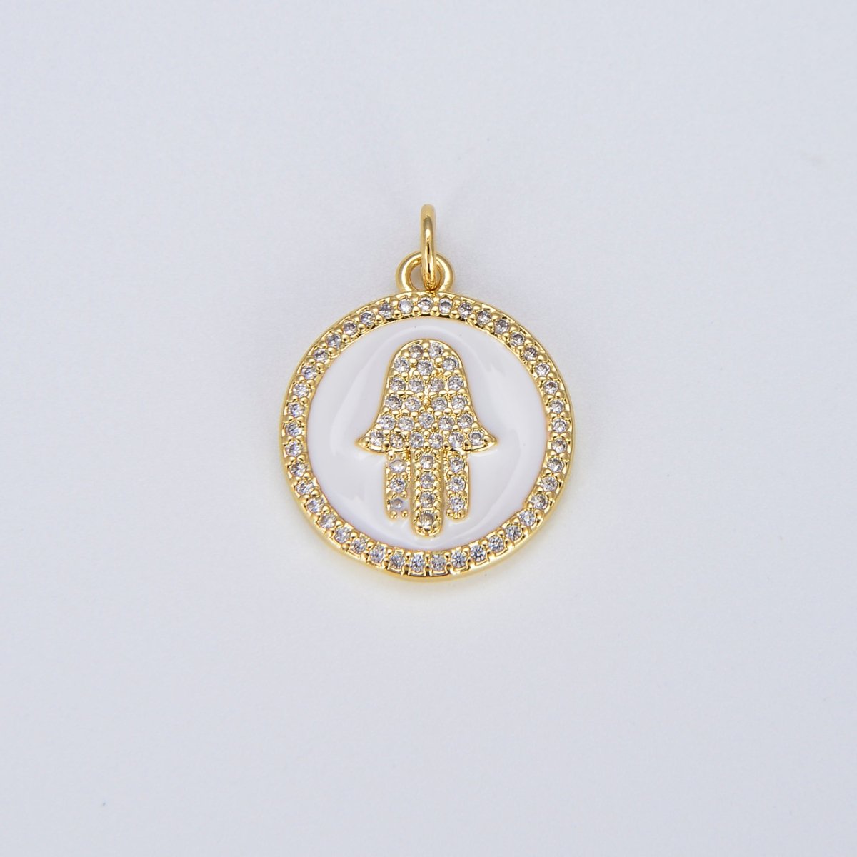 Dainty 14K Gold Filled Hamsa Hand Charm Coin Disc Hand of Fatima Pendant E-305 - E-311 - DLUXCA