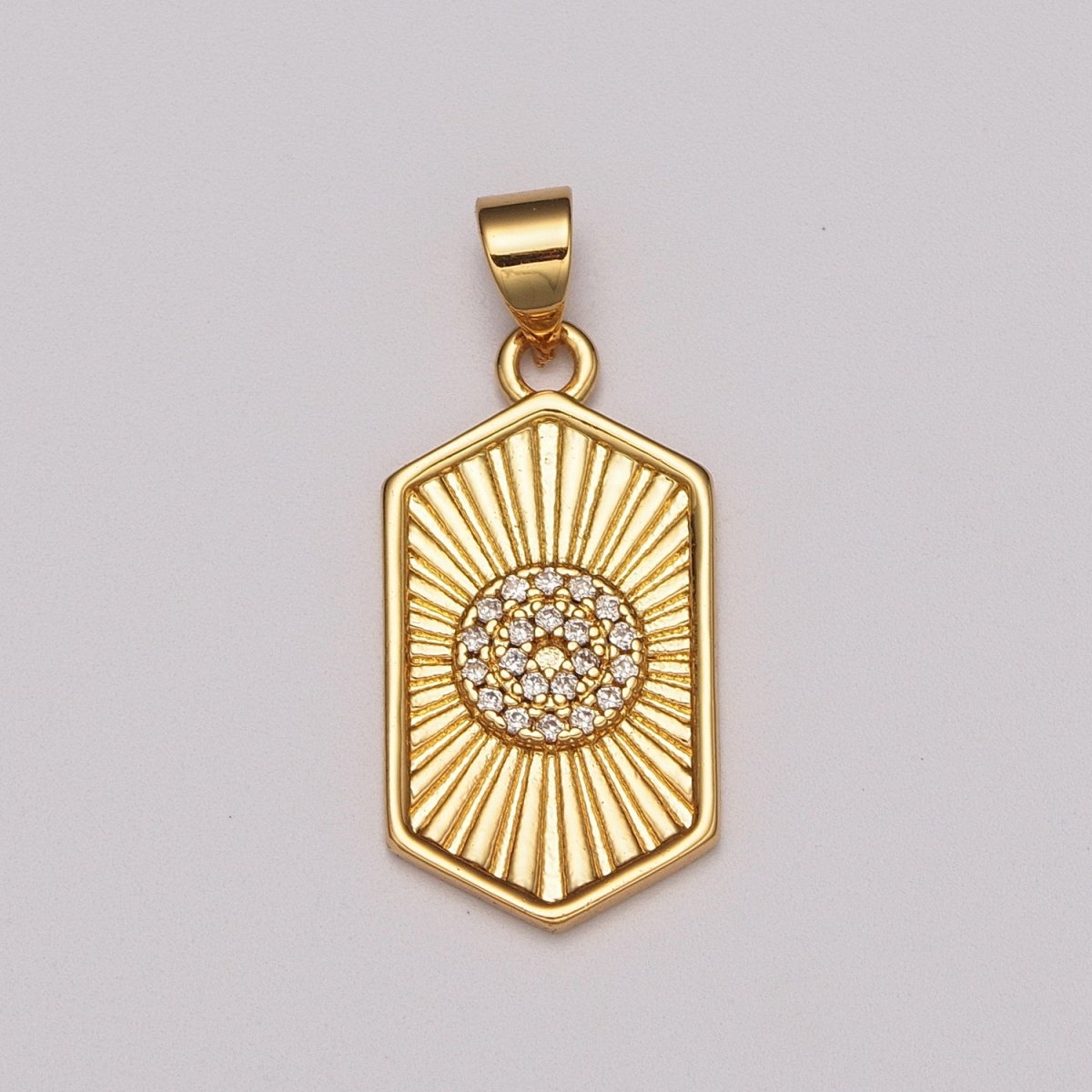 Dainty 14k Gold Filled Hexagon Medallion Pendant Gold Sunburst Charm Necklace Boho Chic Gold Geometric Necklace Celestial Jewelry Charm N-1413 - DLUXCA