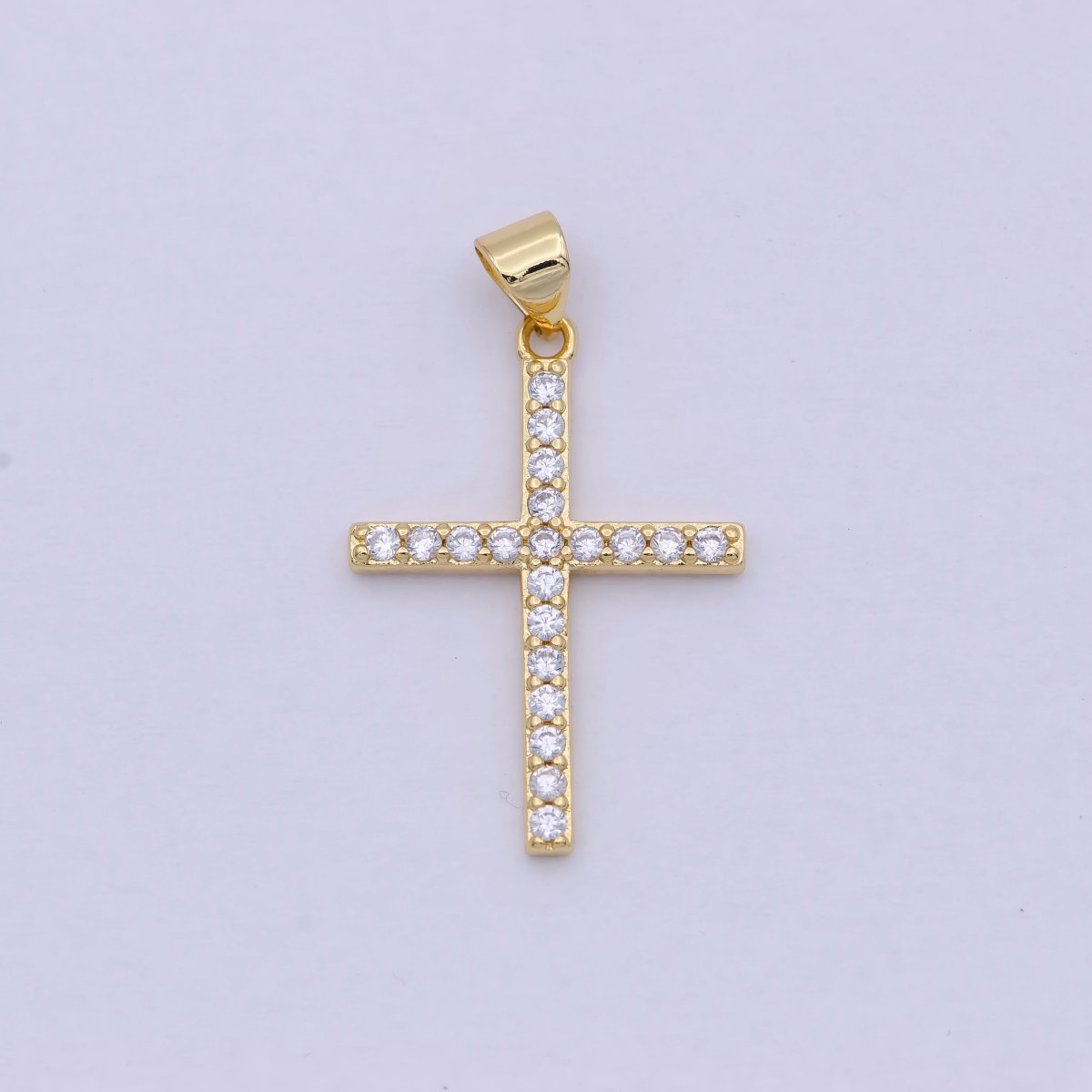 Dainty 14k Gold Filled Micro Pave CZ Cross Pendant I-890 - DLUXCA