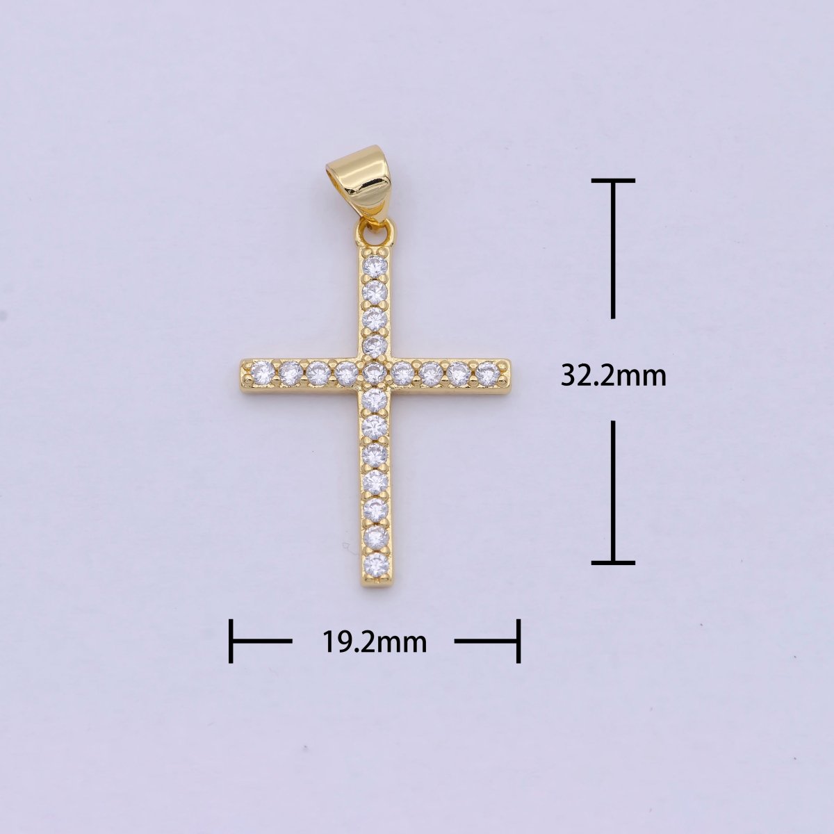 Dainty 14k Gold Filled Micro Pave CZ Cross Pendant I-890 - DLUXCA