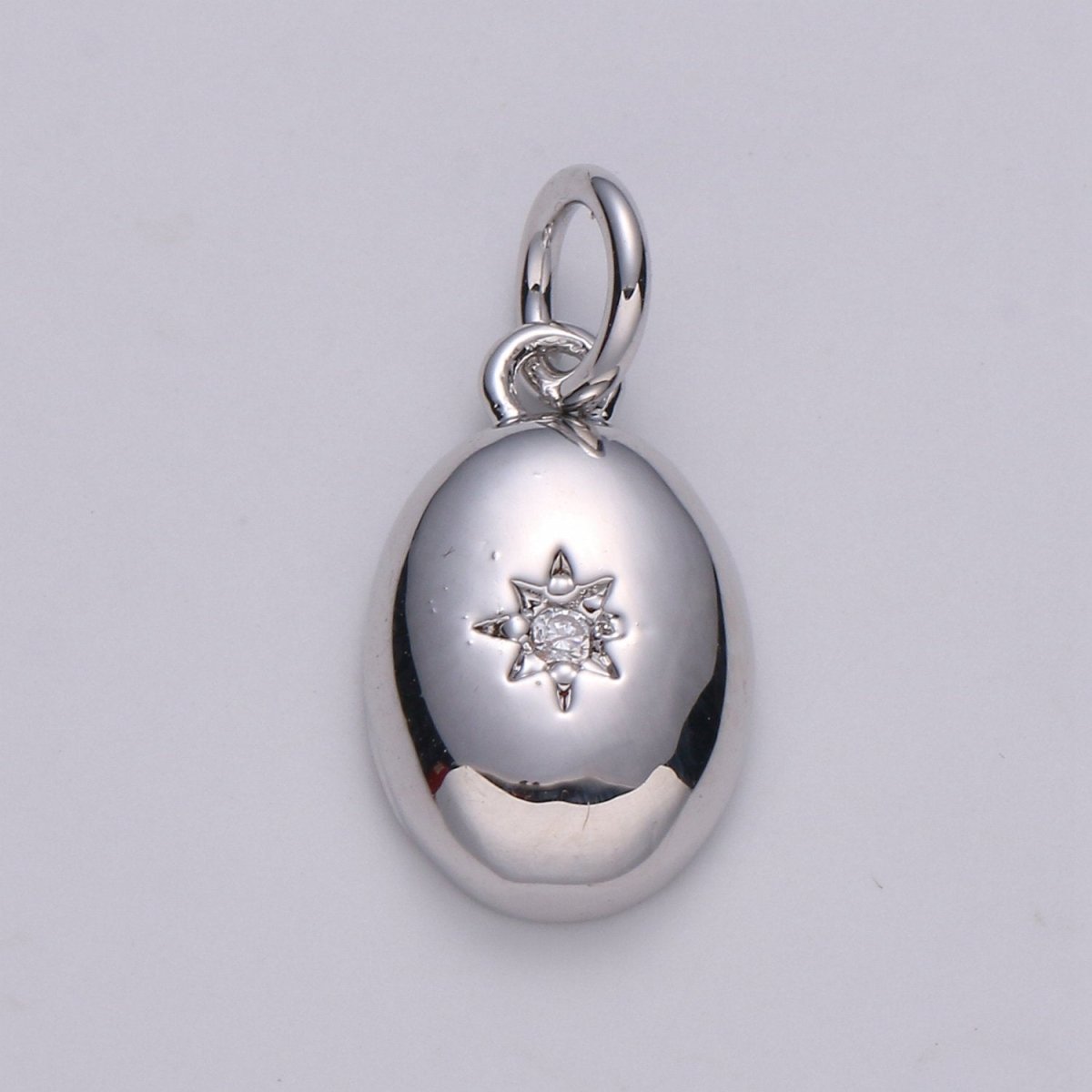 Dainty 14k Gold Filled North Star Charm Cubic Zirconia Oval Pendant in Gold micro Pave CZ North Star Pendant Jewelry Making D-425 D-426 - DLUXCA