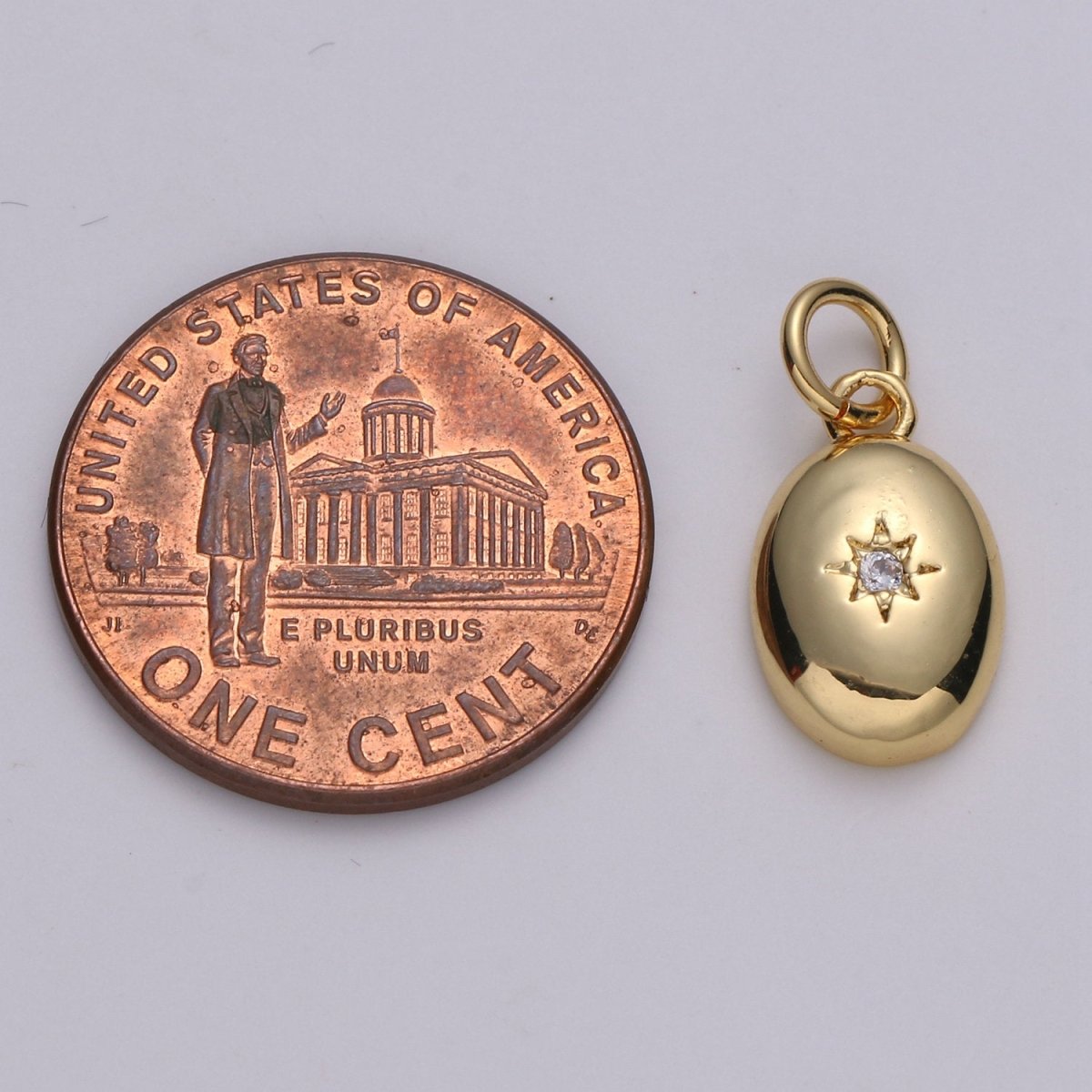 Dainty 14k Gold Filled North Star Charm Cubic Zirconia Oval Pendant in Gold micro Pave CZ North Star Pendant Jewelry Making D-425 D-426 - DLUXCA